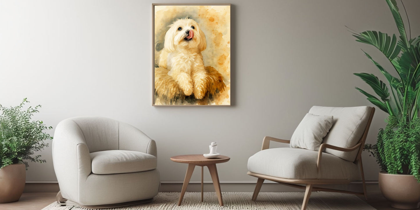 Personalized Pet Portrait Canvas Print – Custom Watercolor Dog Art