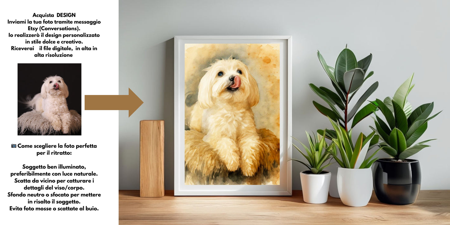 Personalized Pet Portrait Canvas Print – Custom Watercolor Dog Art