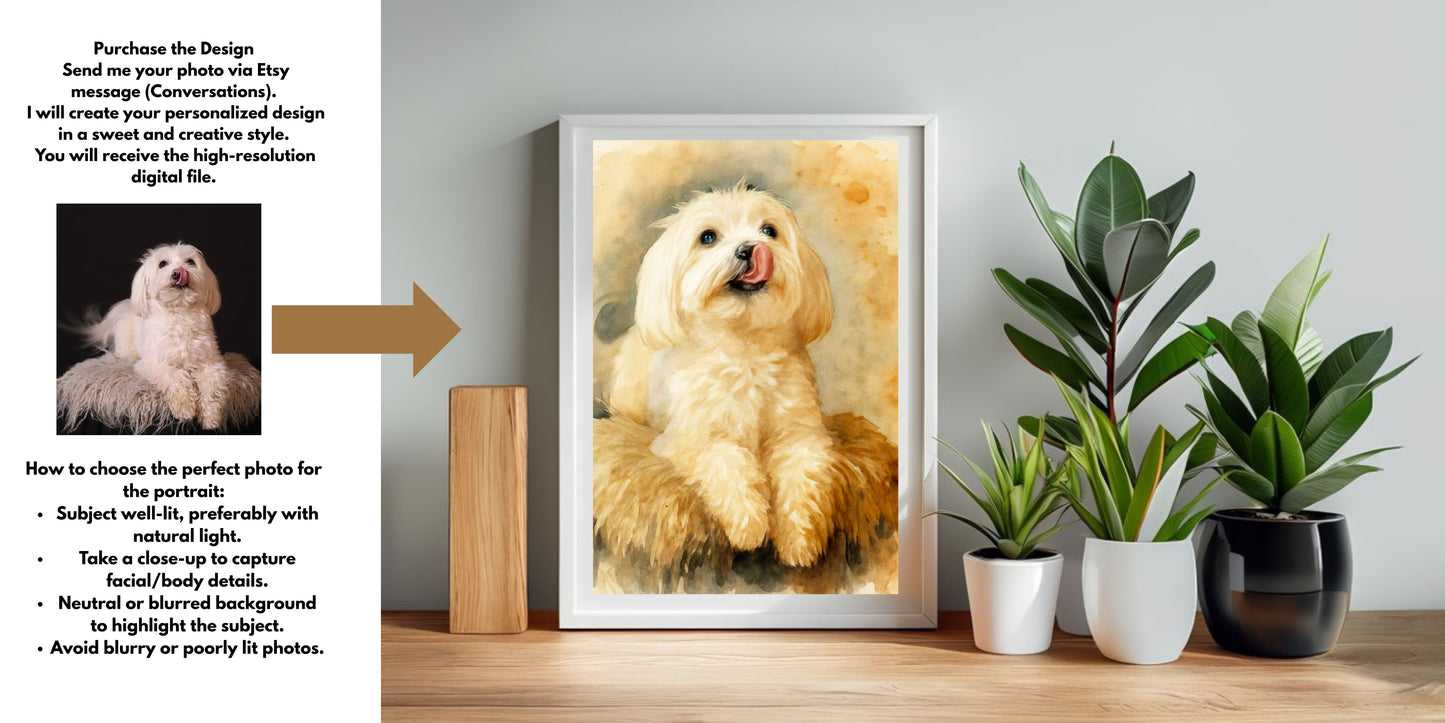 Personalized Pet Portrait Canvas Print – Custom Watercolor Dog Art