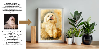 Personalized Pet Portrait Canvas Print – Custom Watercolor Dog Art