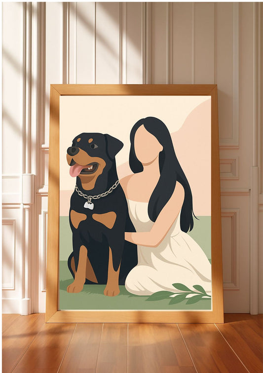 Custom Modern Pet Portrait – Minimal Line Art Framed Poster for Cat & Dog Lovers