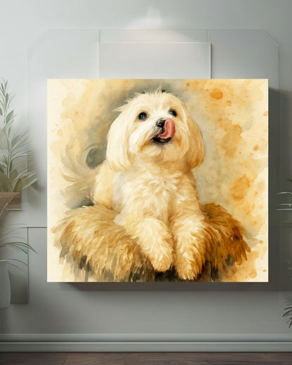 Personalized Pet Portrait Canvas Print – Custom Watercolor Dog Art