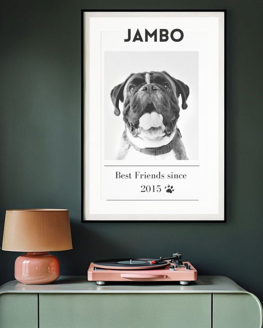 Ritratto Elegante Personalizzato Cane/Gatto – Best Friends Since Mounted Framed Poster