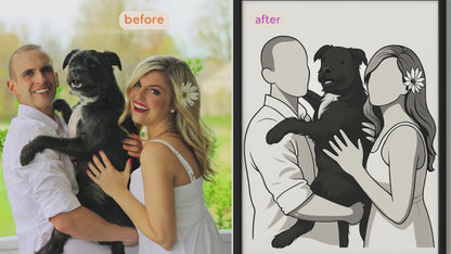 Custom Modern Pet Portrait – Minimal Line Art Framed Poster for Cat & Dog Lovers