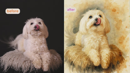 Personalized Pet Portrait Canvas Print – Custom Watercolor Dog Art